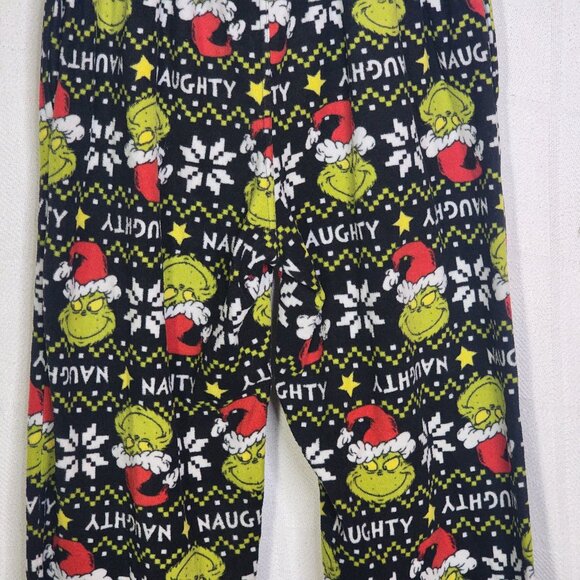MJC Intl Dr. Seuss Black Green Red Grinch Naughty Poly Fleece Sleep Pants Size M - Picture 11 of 16